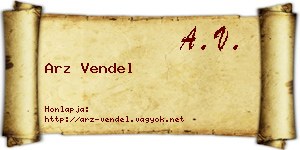 Arz Vendel névjegykártya